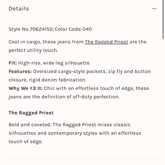 Free People Ragged Priest Wide Leg Combat Jean - Picture 10 of 12